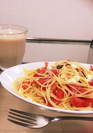 トマトと塩昆布の和えるだけ冷製パスタ-レシピのメイン写真