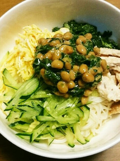 つるむらさきと納豆のさっぱり素麺-レシピのメイン写真
