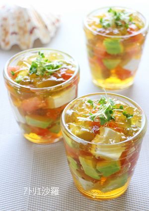 レンジで簡単♪夏野菜と豆腐の和風ジュレ-レシピのメイン写真