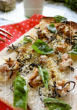 胡桃×塩昆布のspicyバジル和トースト-レシピのメイン写真