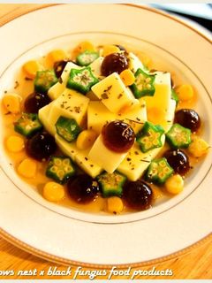 黑木耳涼拌秋葵豆腐磚.柯媽媽の植物燕窩-レシピのメイン写真