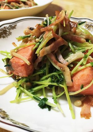 洋風♡鮭とベーコン、青菜えのきの炒め物-レシピのメイン写真