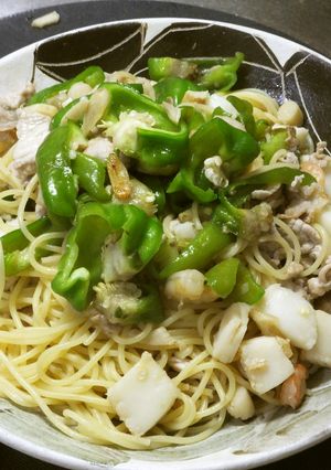 シーフードとピーマンの塩焼きスパゲティー-レシピのメイン写真