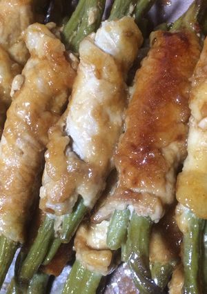 インゲンの肉巻き焼き肉タレにワサビ入り-レシピのメイン写真