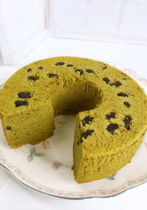 HMで簡単!黒豆入り抹茶シフォンケーキ-レシピのメイン写真