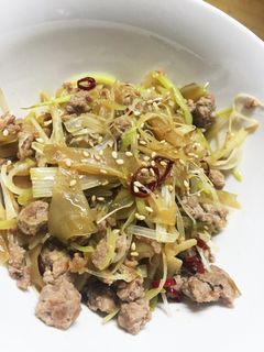 挽肉のザーサイネギ辛炒め-レシピのメイン写真