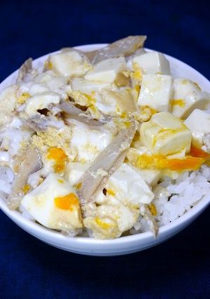 レンジで2分40秒！ほんだし豆腐牛蒡丼-レシピのメイン写真