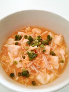 ぽかぽか☆たまごと豆腐のピリ辛スープ-レシピのメイン写真