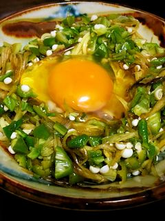 ミョウガとオクラの釜玉ラーメン-レシピのメイン写真