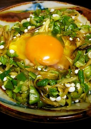ミョウガとオクラの釜玉ラーメン-レシピのメイン写真