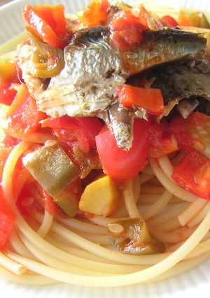 いわしのオイルマリネとラタトゥユのパスタ-レシピのメイン写真