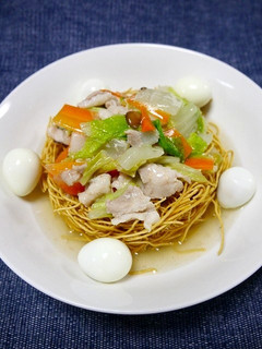 レンジで簡単!五目餡かけかた焼きそば-レシピのメイン写真