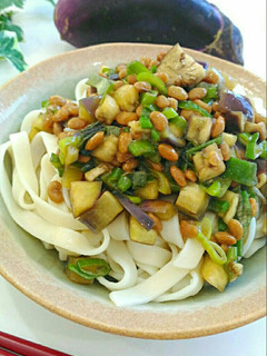ナス&納豆のスタミナ☆ツルッと冷たい麺-レシピのメイン写真