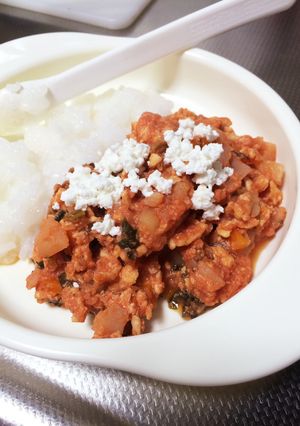 [コープで離乳食]鶏と卵と野菜のトマト煮-レシピのメイン写真