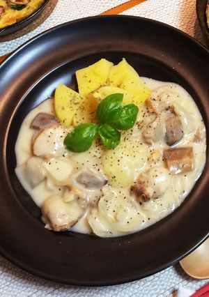 ベビーほたてとナスのクリーム煮ポテト添え-レシピのメイン写真