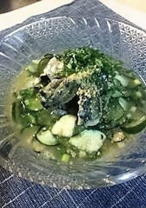 薬味たっぷりサバ缶の冷汁・豆腐茶漬け風-レシピのメイン写真