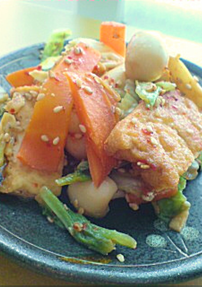 濃いめ♪厚揚げとキャベツのゴマ味噌炒め-レシピのメイン写真
