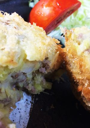 秋のおかず☆挽き肉入りさつまいもコロッケ-レシピのメイン写真