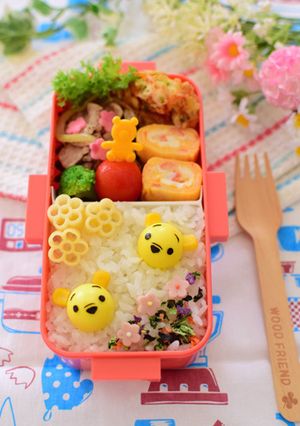 【キャラ弁】うずらのプーさん弁当-レシピのメイン写真