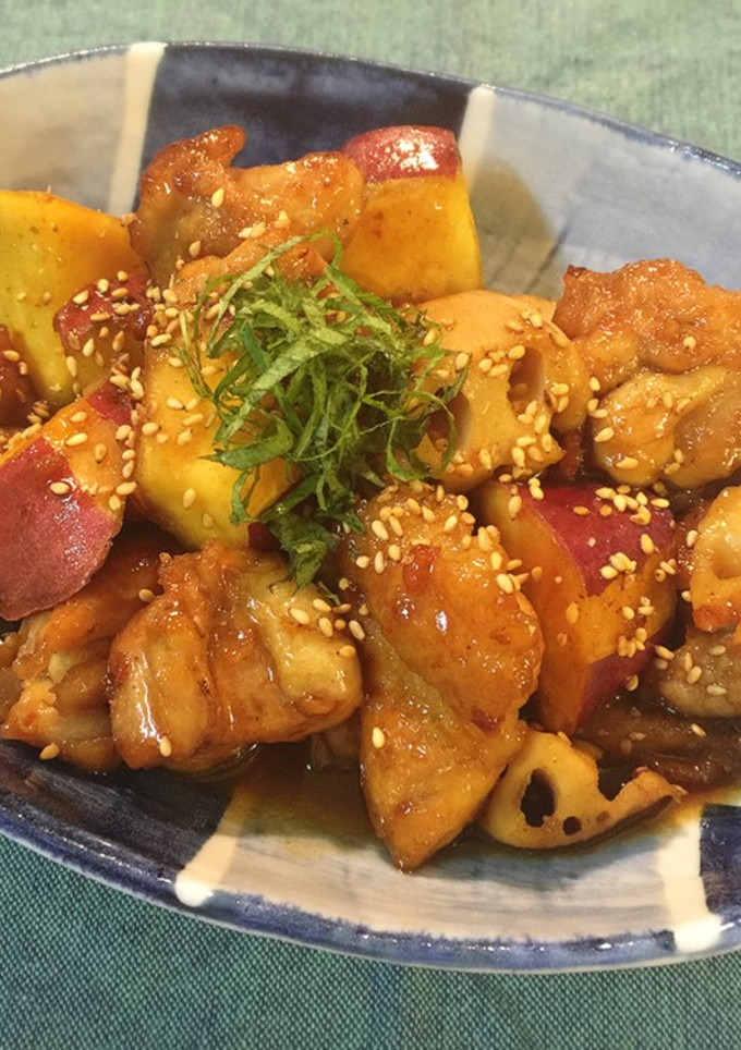 簡単＊鶏とさつま芋と蓮根の甘辛炒め＊-レシピのメイン写真
