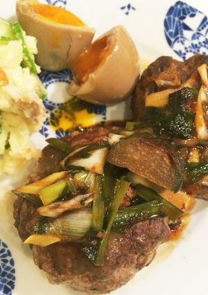 ニラ&ねぎソースのさっぱり和風ハンバーグ-レシピのメイン写真