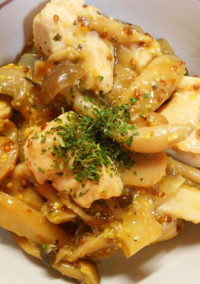 簡単♡鶏むね肉と きのこのマスタード炒め-レシピのメイン写真