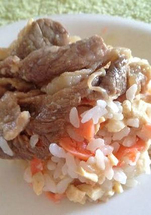 牛肉と鮭豆腐の肉汁ご飯-レシピのメイン写真