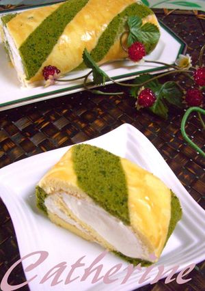 餡クリームの２色ロールケーキ♪-レシピのメイン写真