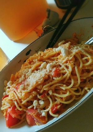 スクランブルエッグパスタ-レシピのメイン写真