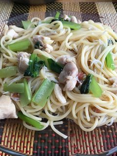 小松菜どっさり梅肉和風パスタ-レシピのメイン写真