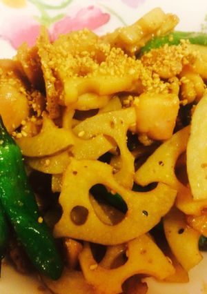 簡単:獅子唐と鶏肉のれんこん炒め♬-レシピのメイン写真