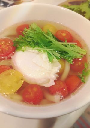 トマトと水菜と卵のおうどん-レシピのメイン写真