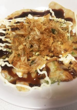 キャベツなし＊卵なし レタスでお好み焼き-レシピのメイン写真