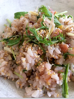 南高梅と茗荷の水菜入りチャーハン-レシピのメイン写真