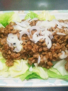 レンチンで簡単!キャベツの肉味噌あんかけ-レシピのメイン写真