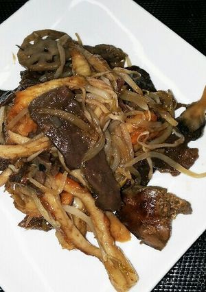 牛やおぎもと鷄ぎもあわせの炒め物-レシピのメイン写真