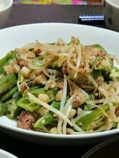 おくらともやしコンビーフハッシュ炒め-レシピのメイン写真