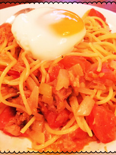 温玉のせ簡単トマトパスタ-レシピのメイン写真