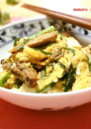 簡単！イワシ缶で豆腐のニラ卵とじ☆-レシピのメイン写真