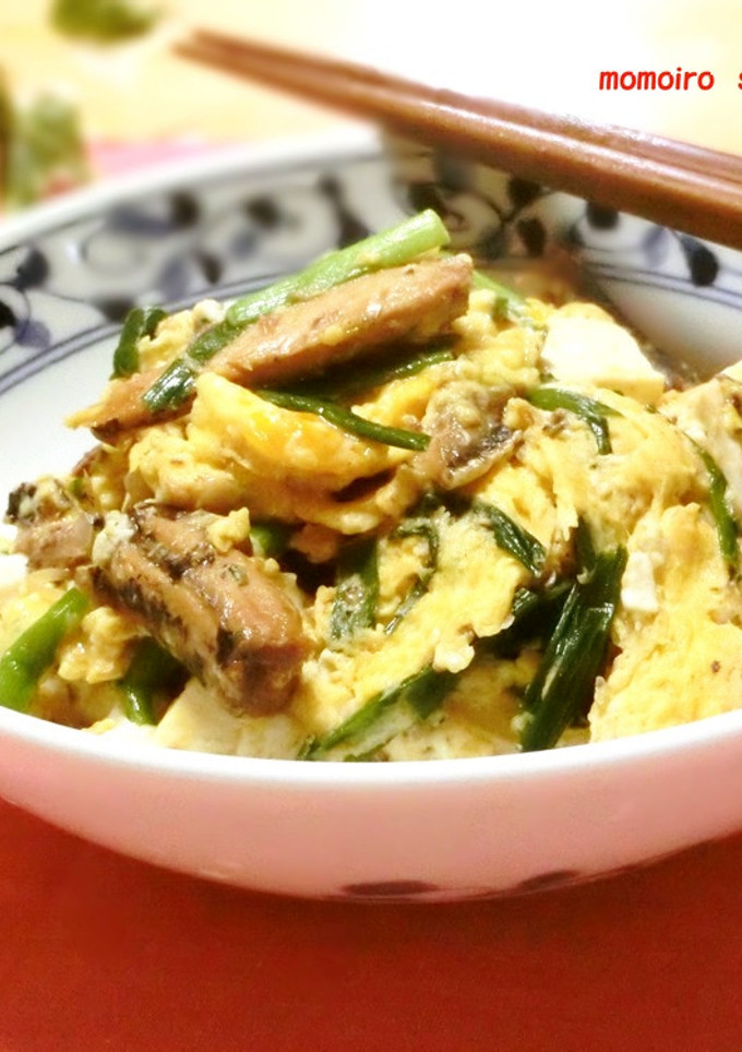 簡単！イワシ缶で豆腐のニラ卵とじ☆-レシピのメイン写真