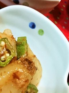 3分【帆立とオクラのおかか山葵醤油和え】-レシピのメイン写真