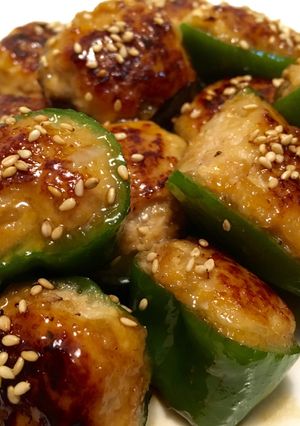 甘辛うんまぃっ✨ピーマンと椎茸の肉詰め♬-レシピのメイン写真