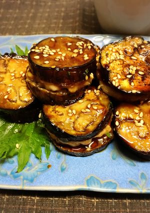 なすの豚挽き肉サンド焼き〜照り焼き風-レシピのメイン写真