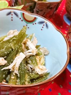 5分★簡単【インゲンとささみの胡麻和え】-レシピのメイン写真