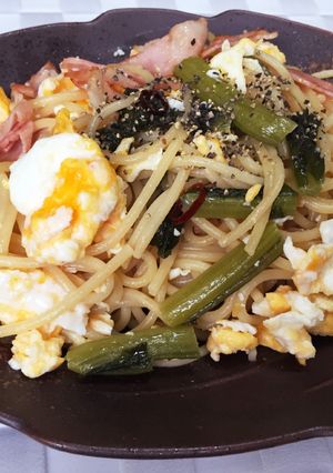 簡単で満足!野沢菜の和風ペペロンチーノ♪-レシピのメイン写真