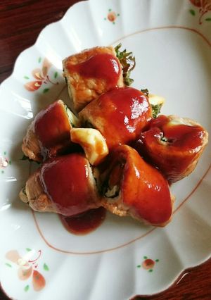 豚肉の大葉チーズ巻き♪ケチャップソース-レシピのメイン写真