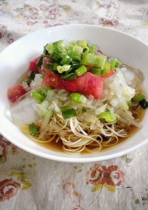 ♡冷凍トマトと枝豆のそうめん♡-レシピのメイン写真