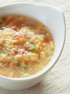【離乳食後期】トマトオクラのかき玉スープ-レシピのメイン写真