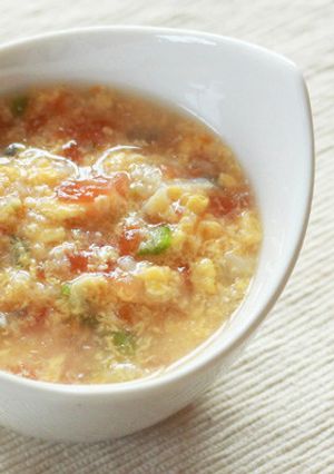 【離乳食後期】トマトオクラのかき玉スープ-レシピのメイン写真