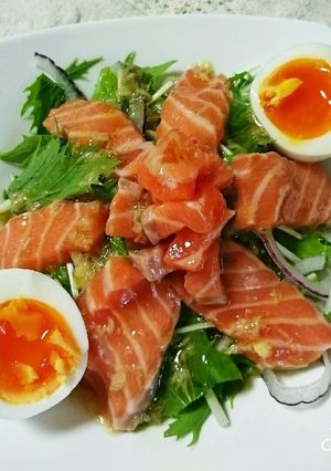 ☆水菜&ｻｰﾓﾝのｻﾗﾀﾞ☆-レシピのメイン写真